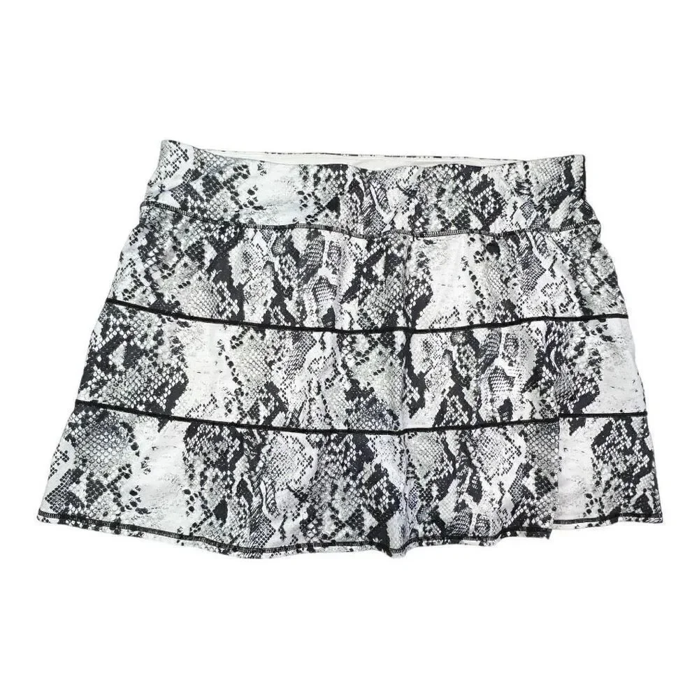 Ideology Women's Snake Print Lined Tiered A-Line Skort Black White Plus Size 3X